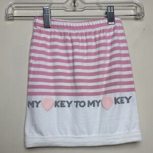 Vintage Spumoni Rose Cage Girls White Pink Key To My  Heart Skirt USA Small 4-6x